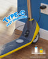 Yellow kids electric scooter charging at home, Type-C fast charging port, 5V2A and 9V2A charging options, indoor wall socket charging for children electric scooter